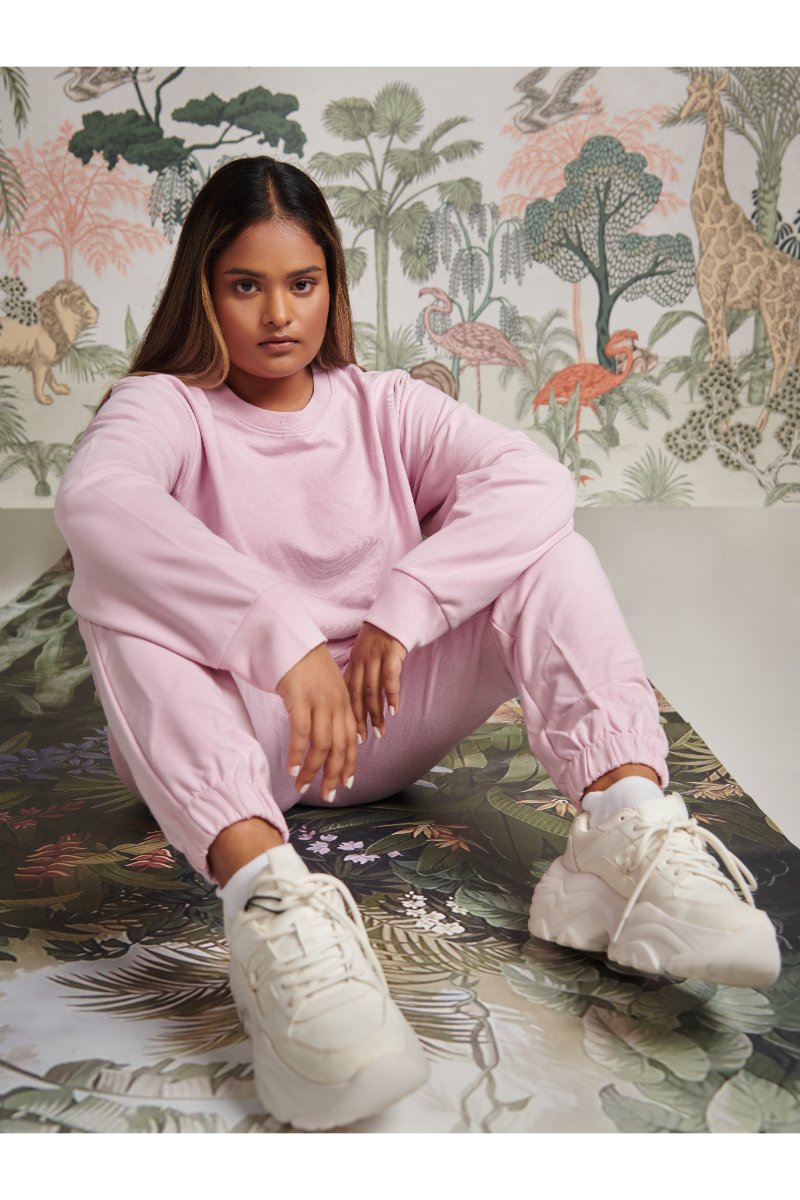 Bamboo Terry Pink Travel Jogger Set