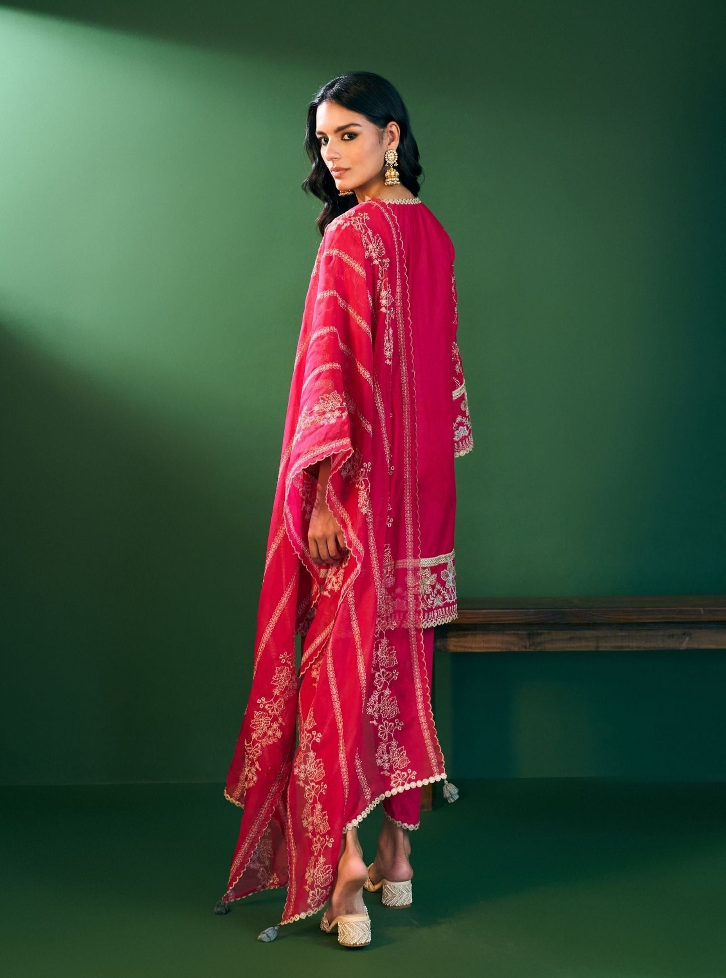 Rina Supima Cotton Fuchsia Kurta with Fuchsia Dhoti Pant Set