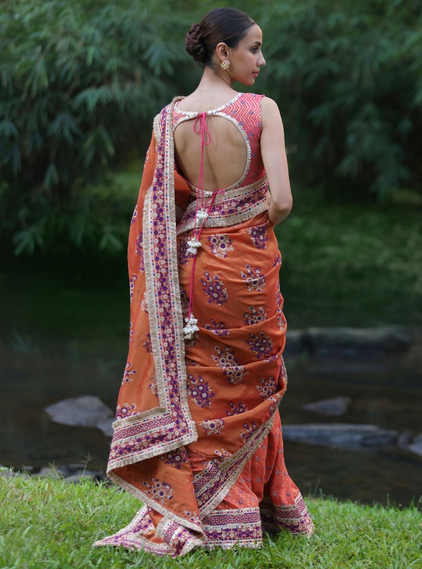 Mohra Lurex Organza + Banarsi Orange Saree