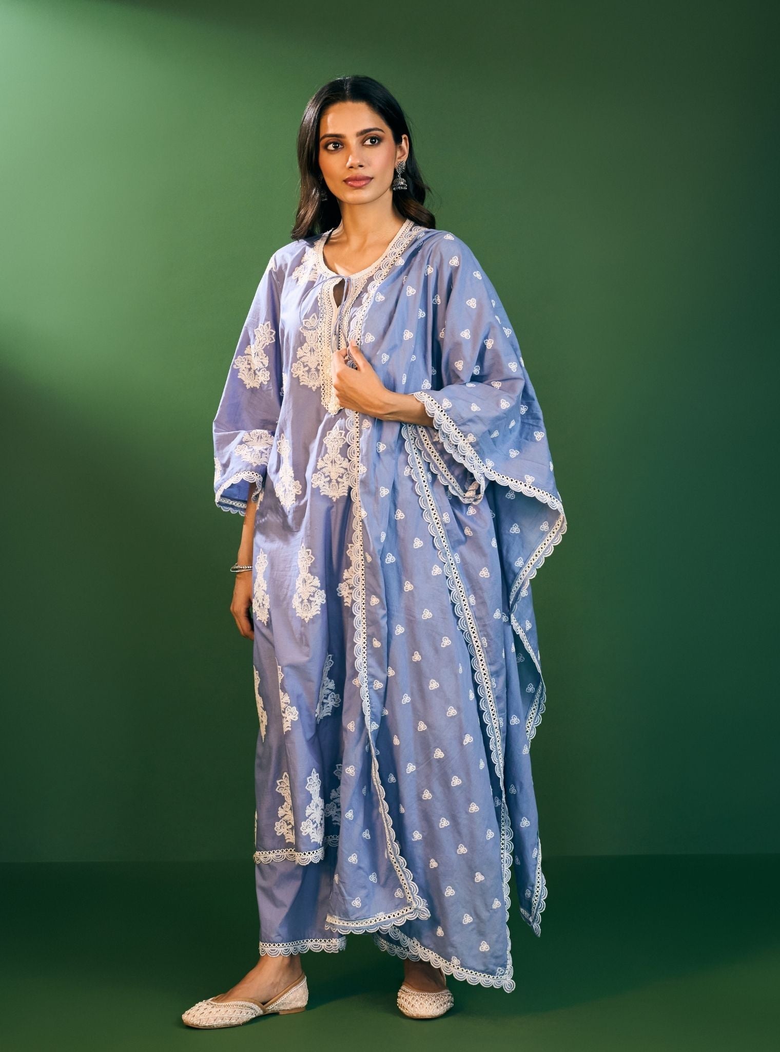 Rimi Supima Cotton Steel Blue Kurta Set