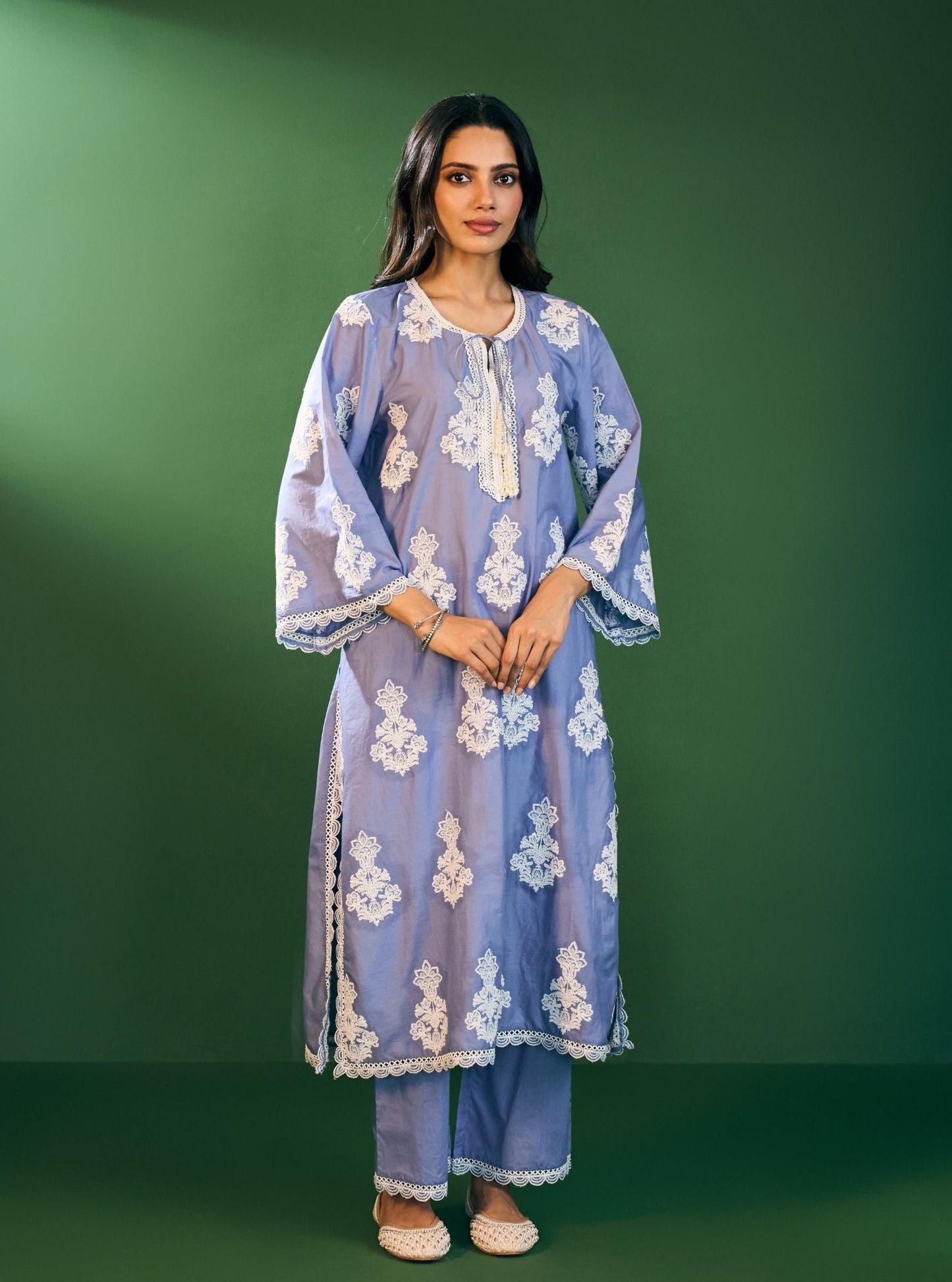 Rimi Supima Cotton Steel Blue Kurta Set