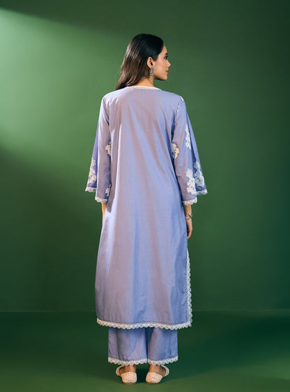 Rimi Supima Cotton Steel Blue Kurta Set