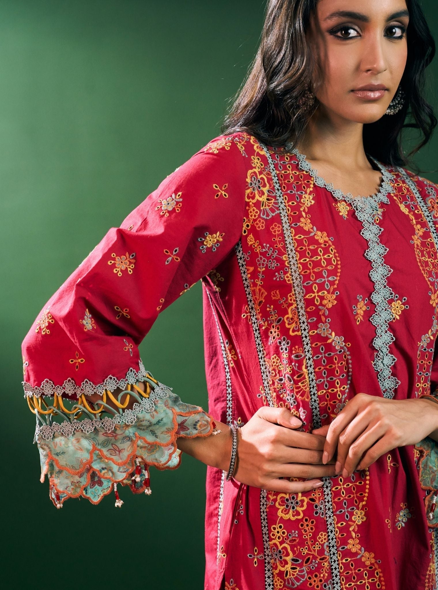 Risa Supima Cotton Red Kurta Set