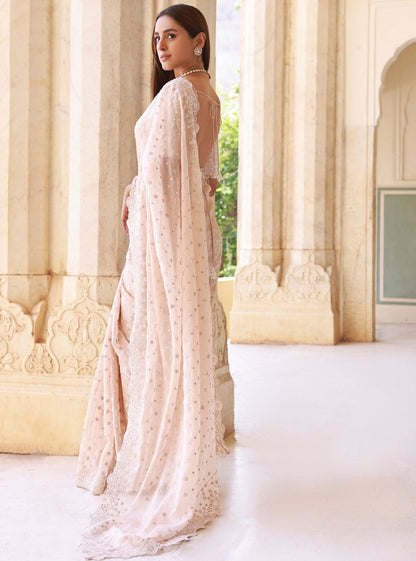 Ahlira Organza Beige Saree