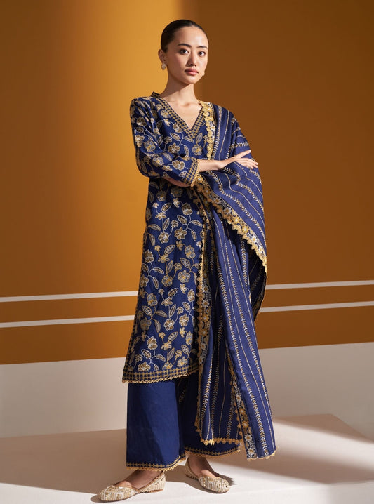 Clare Wool Navy Kurta Set