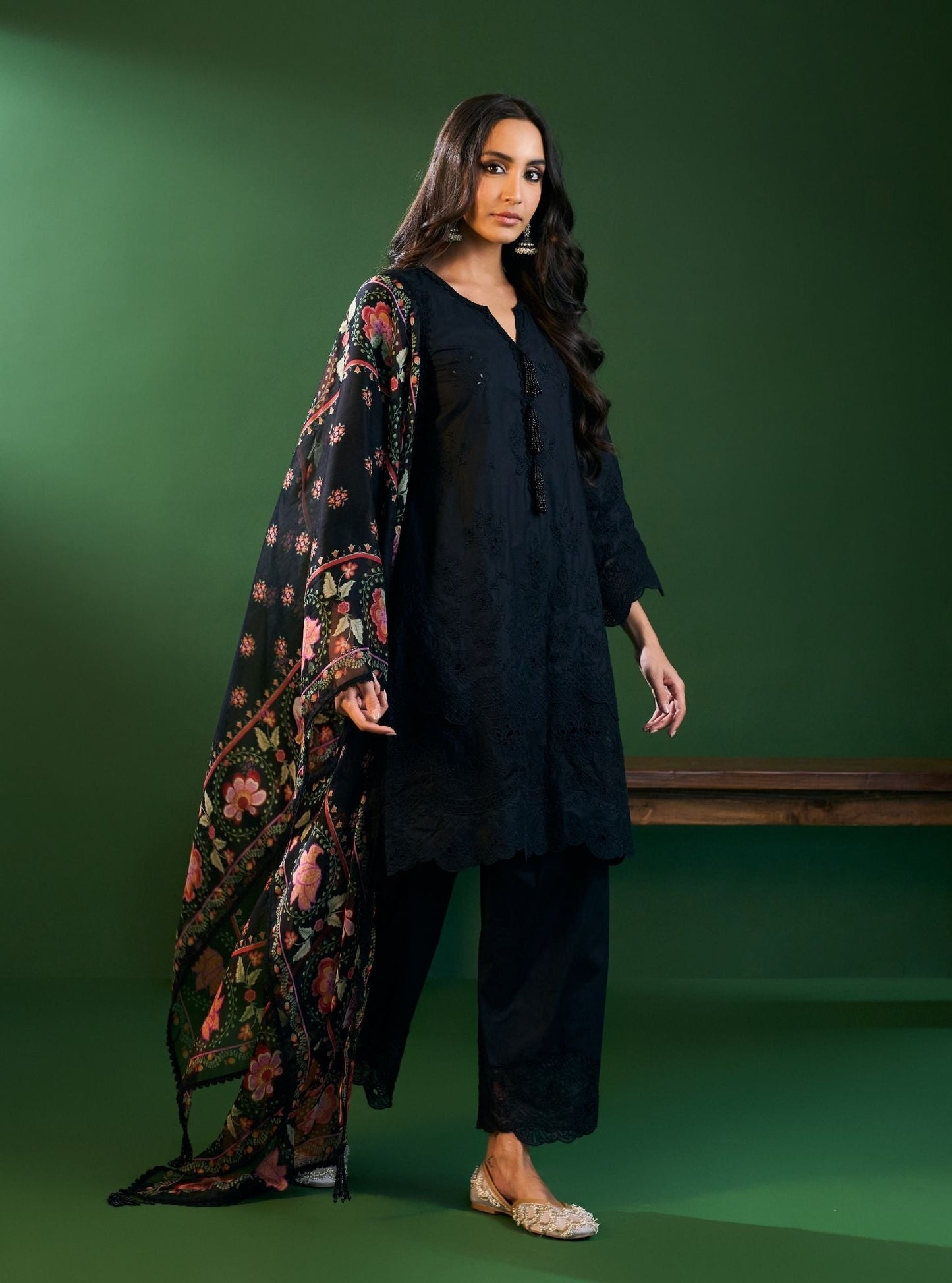 Riva Supima Cotton Black Kurta Set
