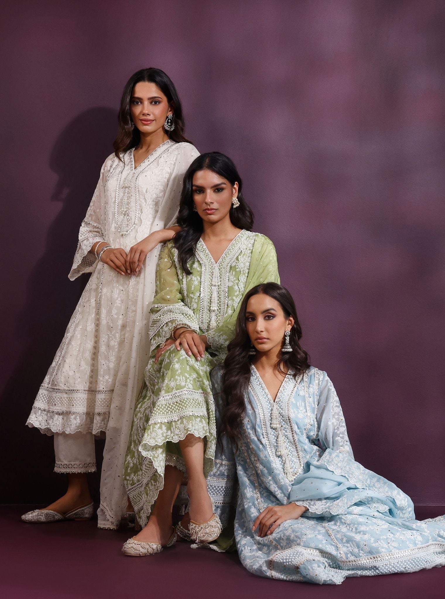 Rupa Organza Pista Green Anarkali Kurta with Pima Satin Pista Green Pant Set