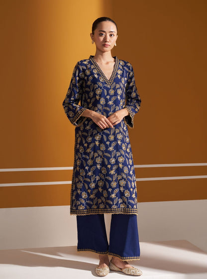 Clare Wool Navy Kurta Set