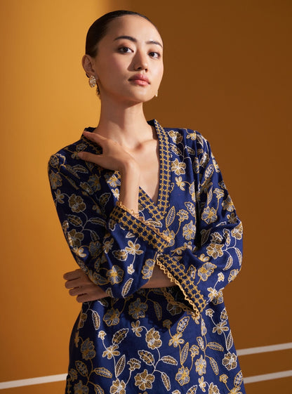 Clare Wool Navy Kurta Set