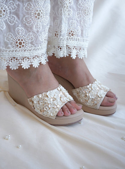 Varna Beige Vegan Strap Wedges