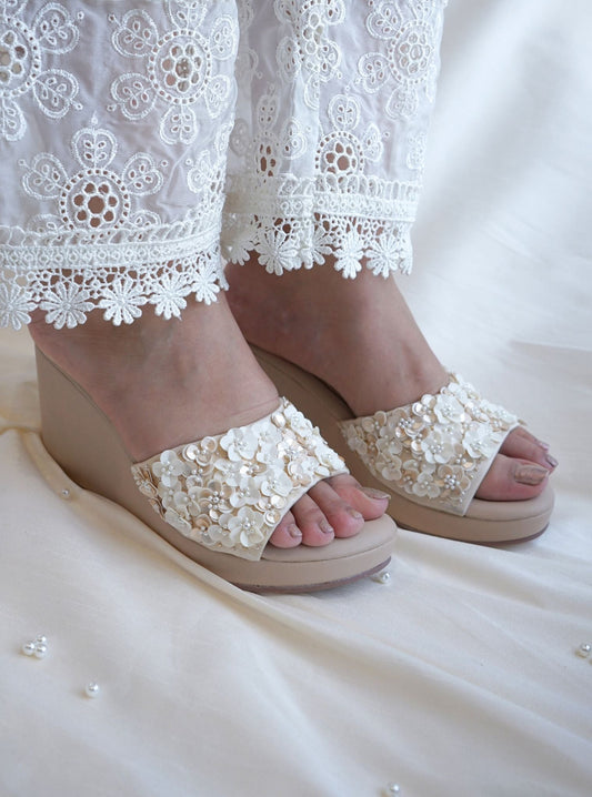 Varna Beige Vegan Strap Wedges