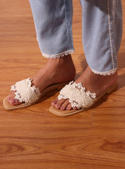 Zeba Off white Vegan Flats