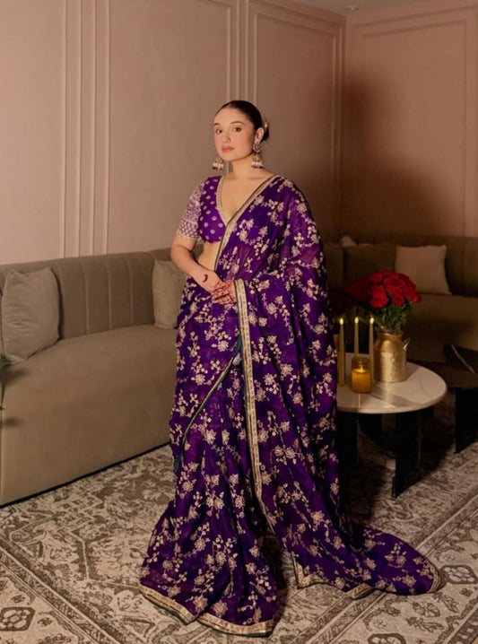 Kavya Organza Purple Saree