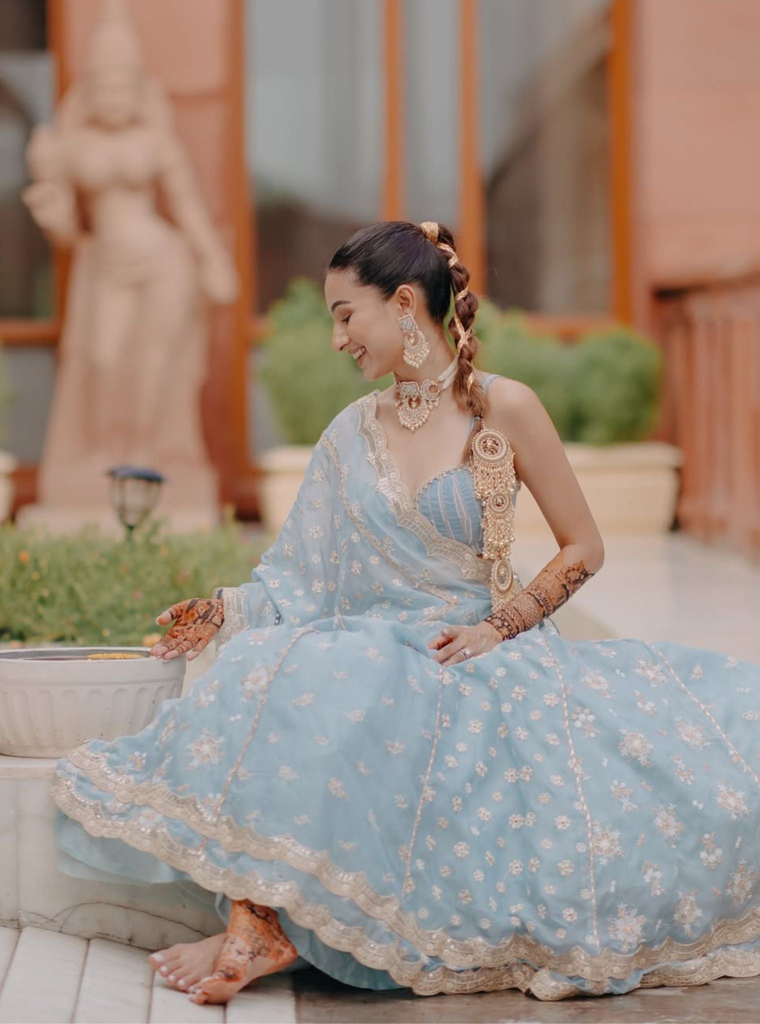 Paola Organza Light Blue Lehenga