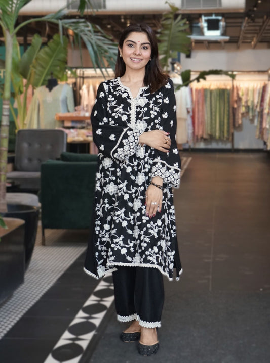 Juno Wool Black Kurta Set