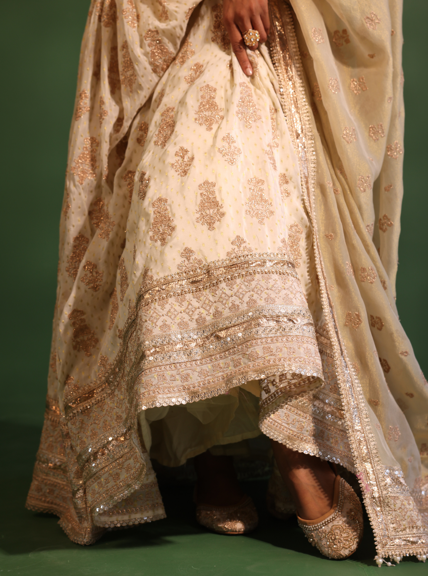 Rang Banarsi Off White Lehenga