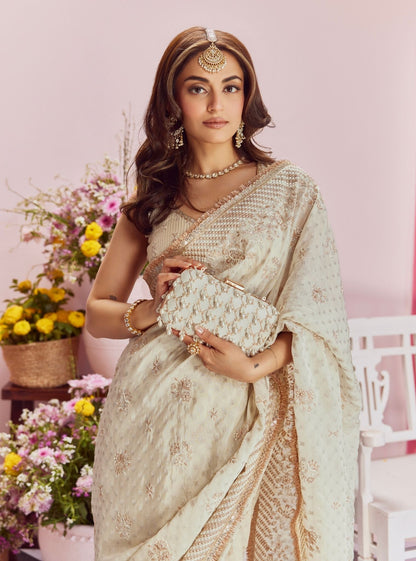lagan Banarsi Off White Saree