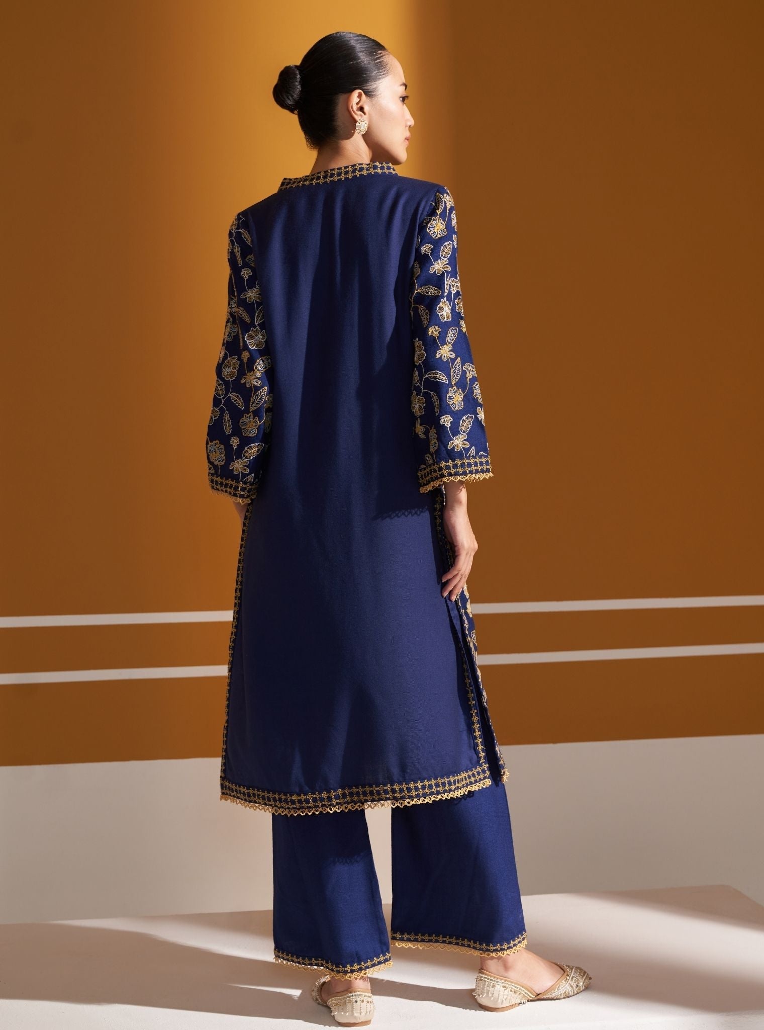 Clare Wool Navy Kurta Set