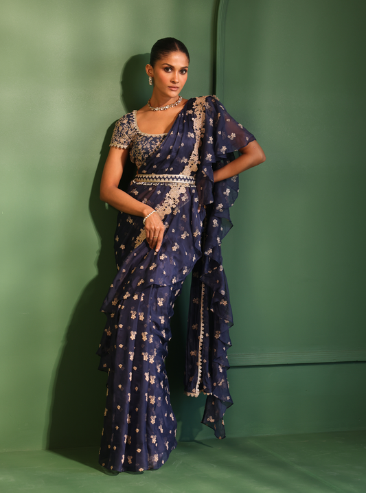 Pari Organza Navy Saree