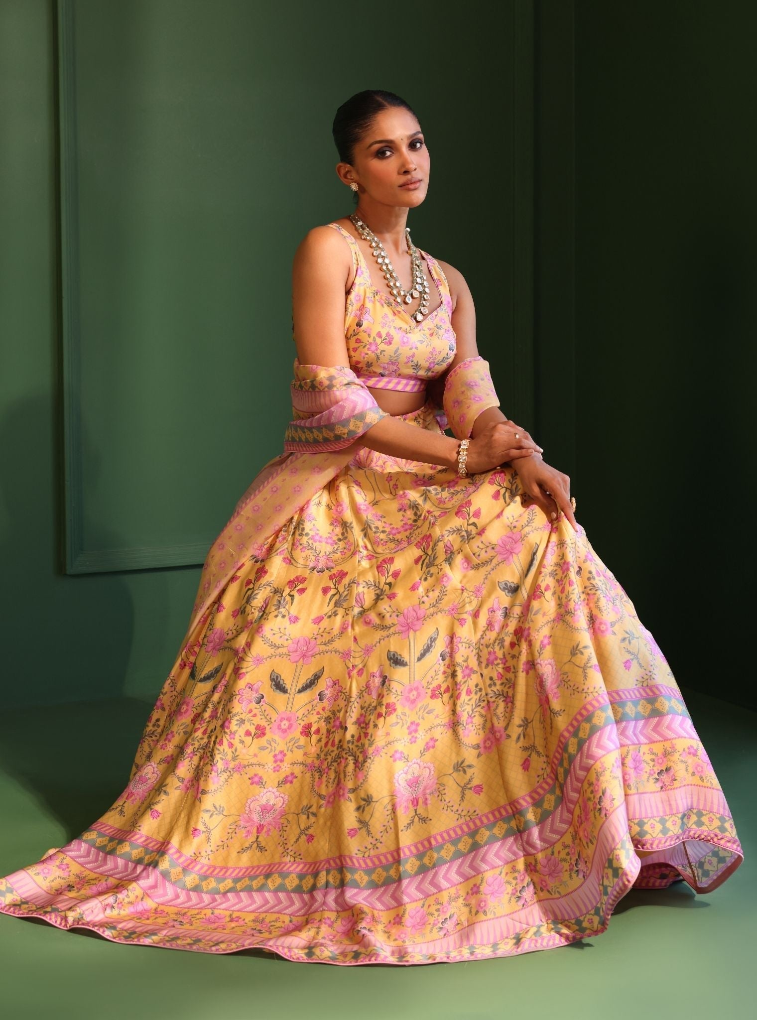 Jhanak Cupro Satin Yellow Lehenga