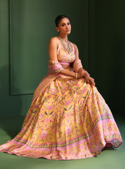 Jhanak Cupro Satin Yellow Lehenga
