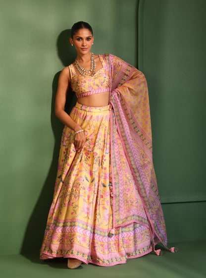 Jhanak Cupro Satin Yellow Lehenga