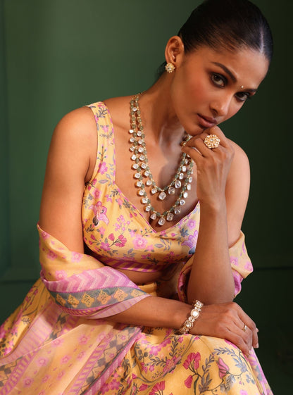 Jhanak Cupro Satin Yellow Lehenga