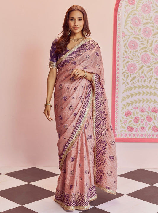 lagan Banarsi Purple Saree