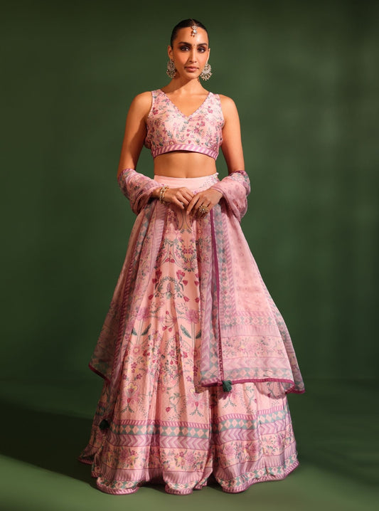 Jhanak Cupro Satin Pink Lehenga