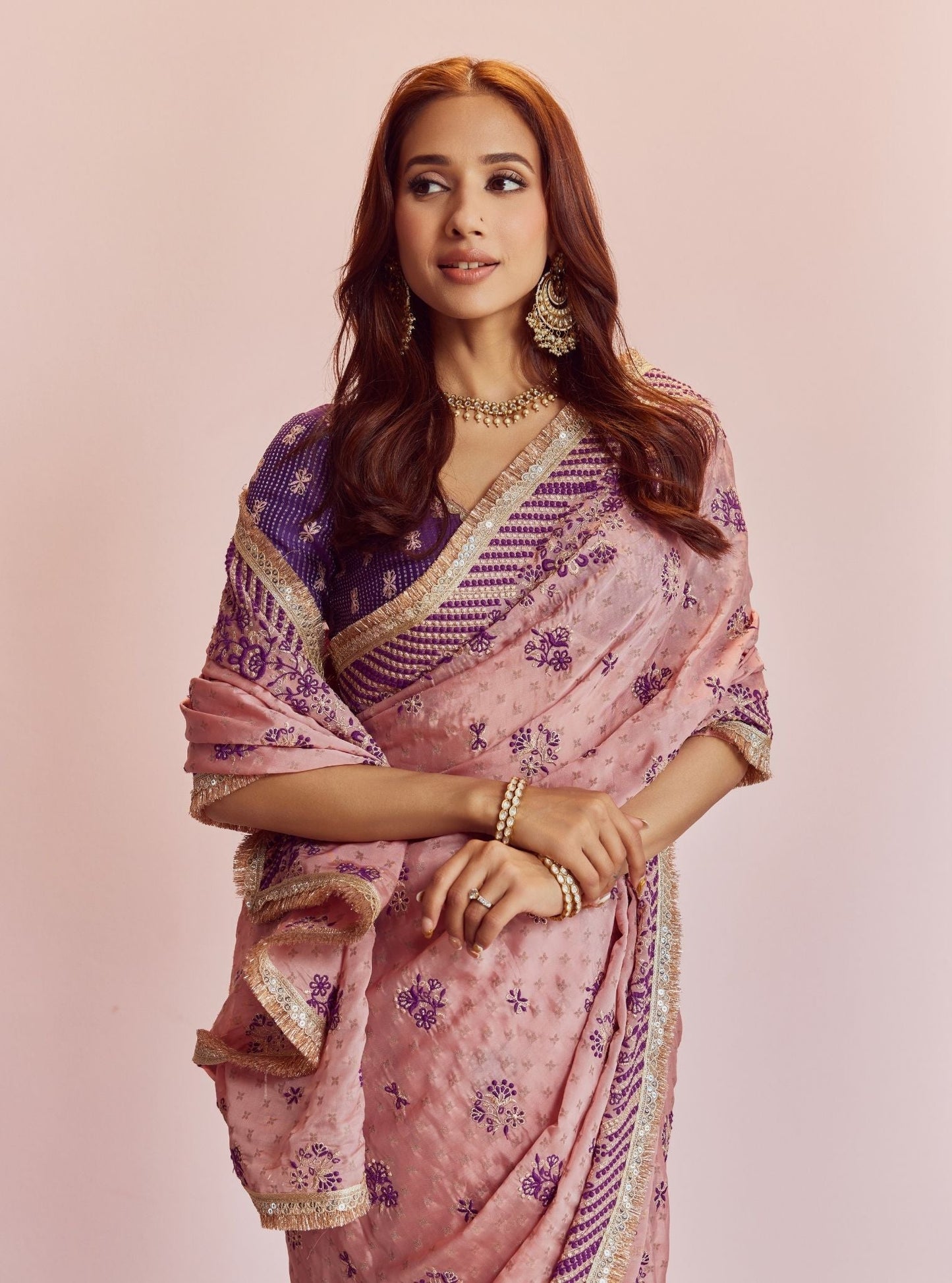 lagan Banarsi Purple Saree