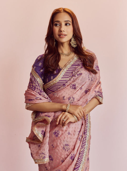 lagan Banarsi Purple Saree
