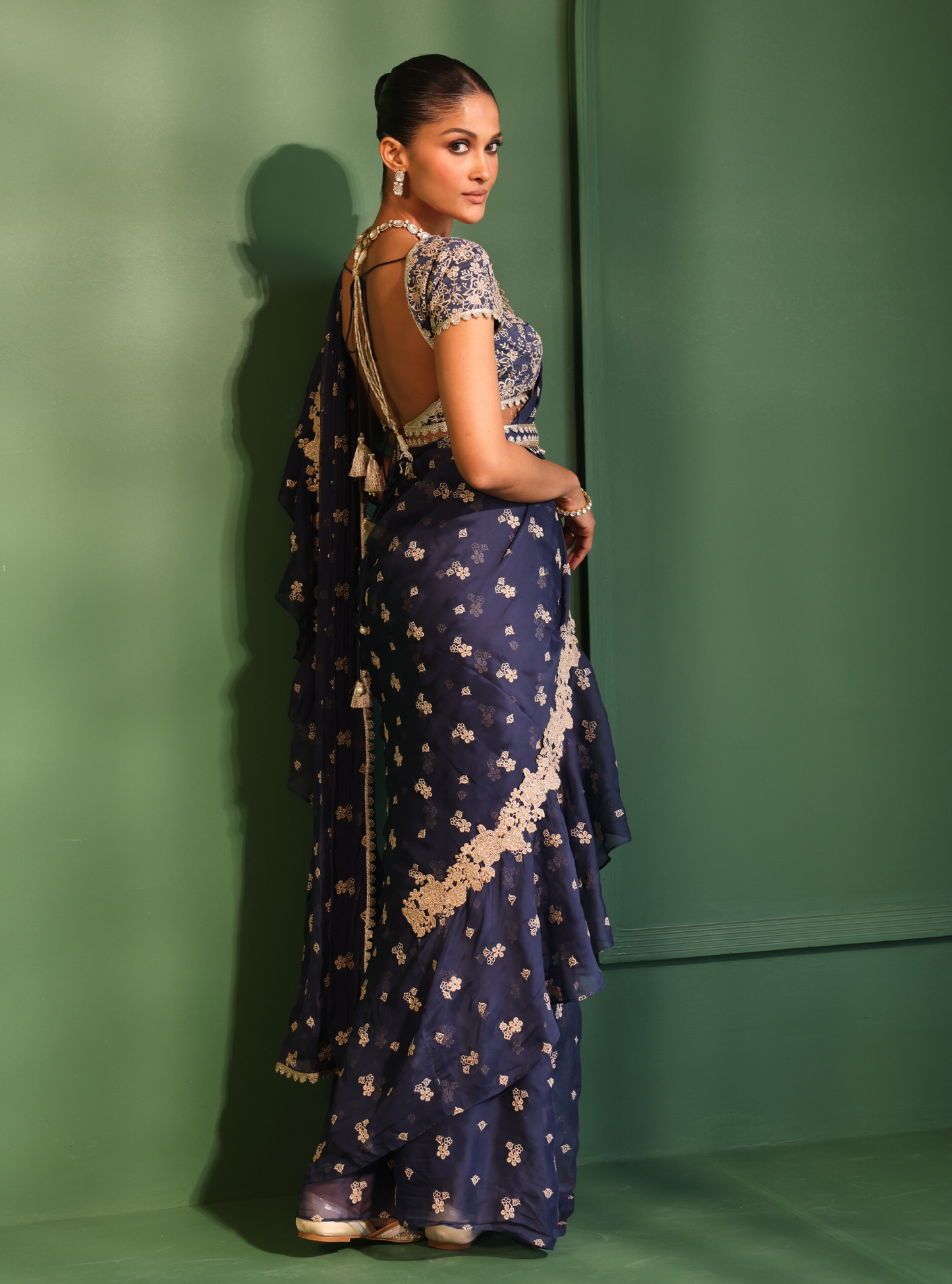 Pari Organza Navy Saree