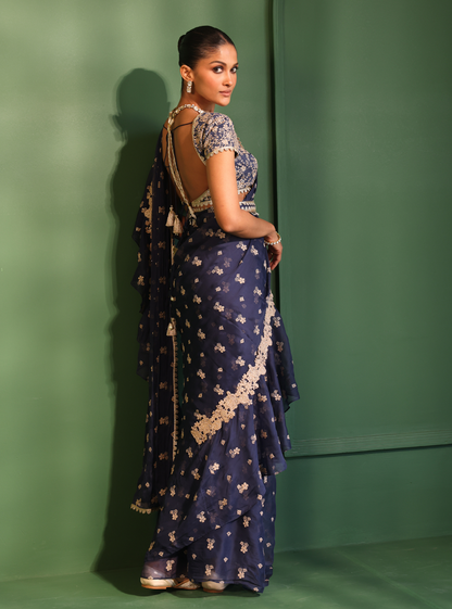 Pari Organza Navy Saree