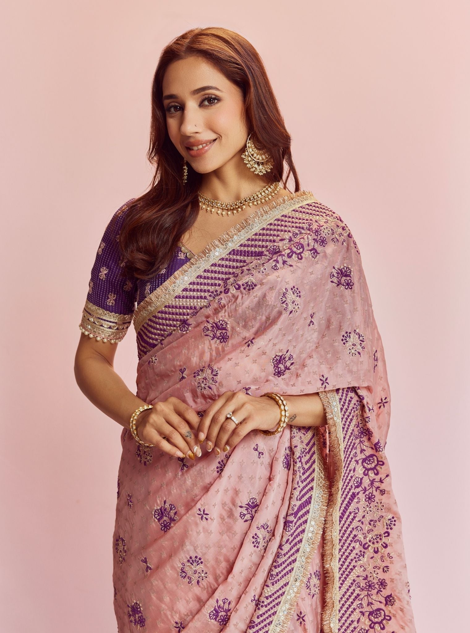 lagan Banarsi Purple Saree