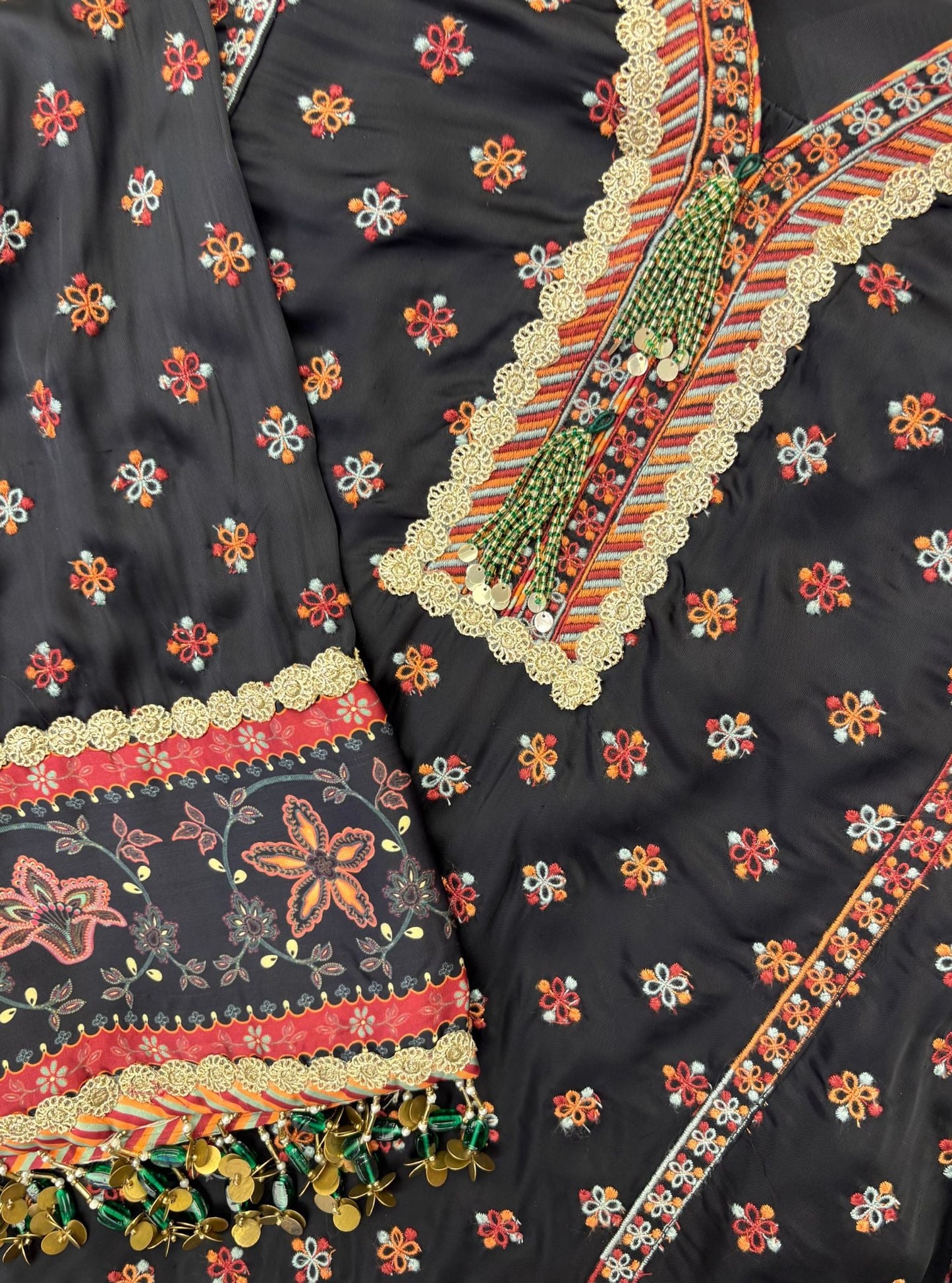 Hesi Cupro Satin Black Kurta Set