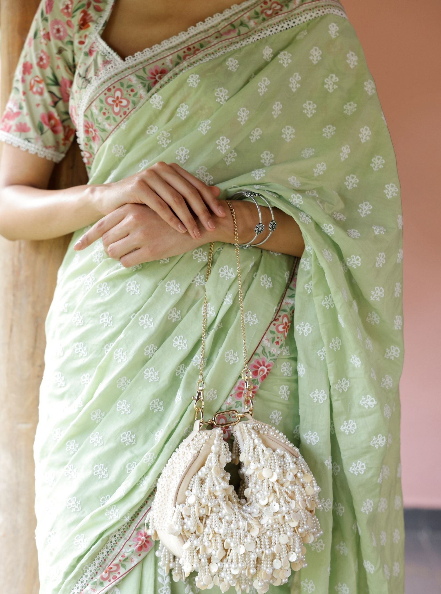 Rasa Supima Cotton Light Green Saree