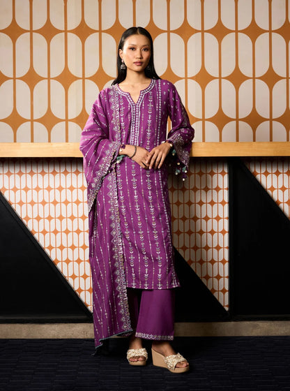 Phoebev Wool Purple Kurta Set
