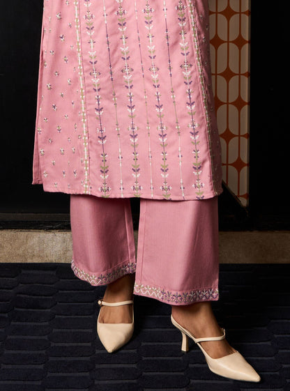 Phoebev Wool Pink Kurta Set