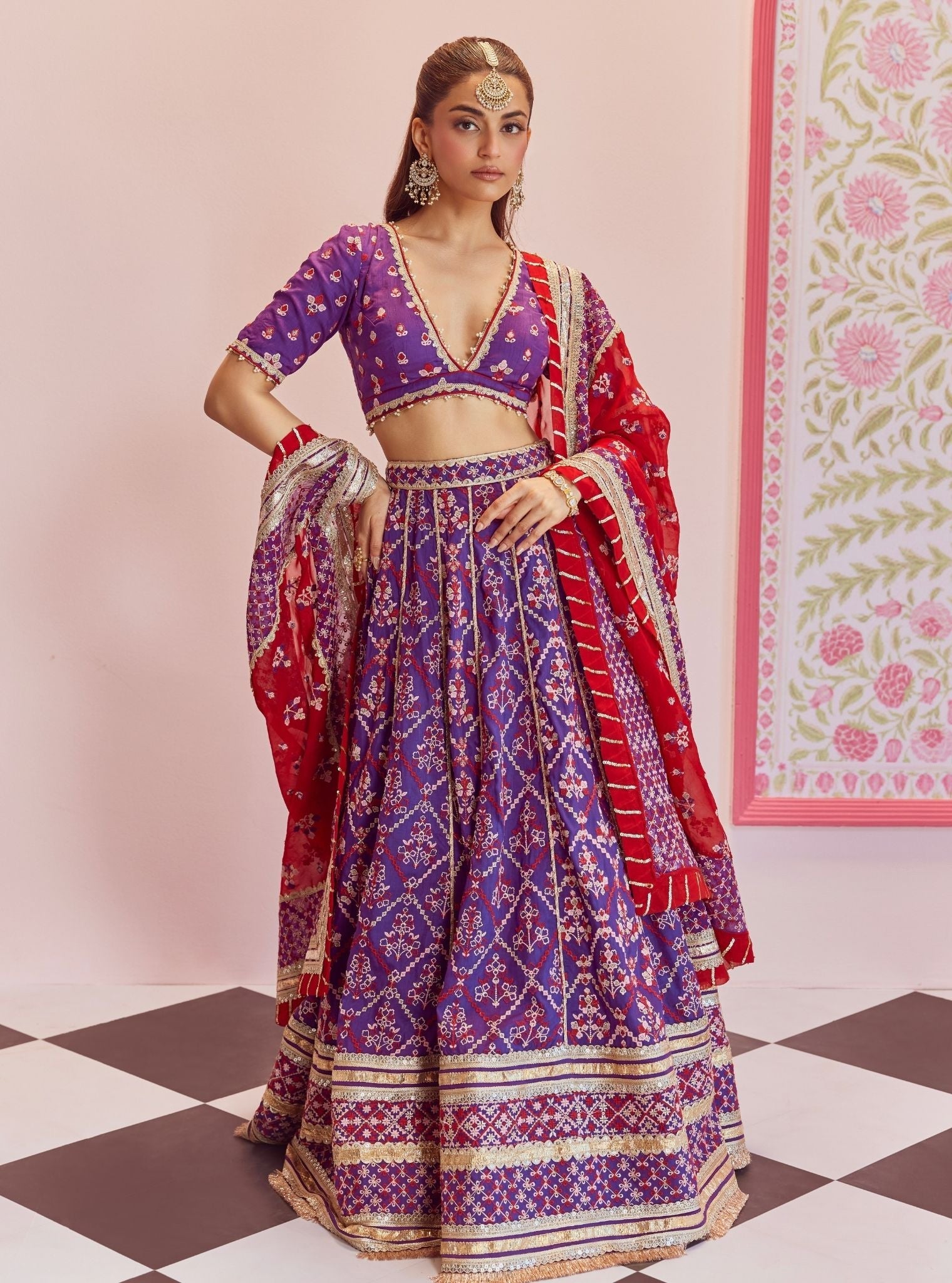 Anton Bemberg Silk Purple Lehenga