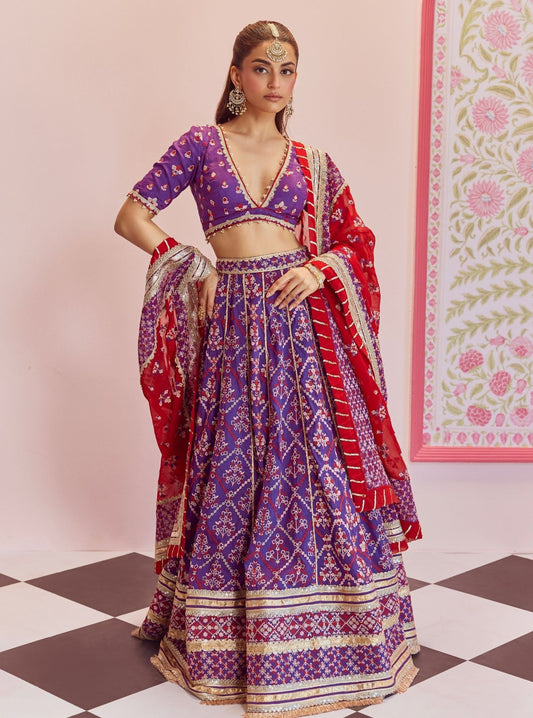Anton Bemberg Silk Purple Lehenga