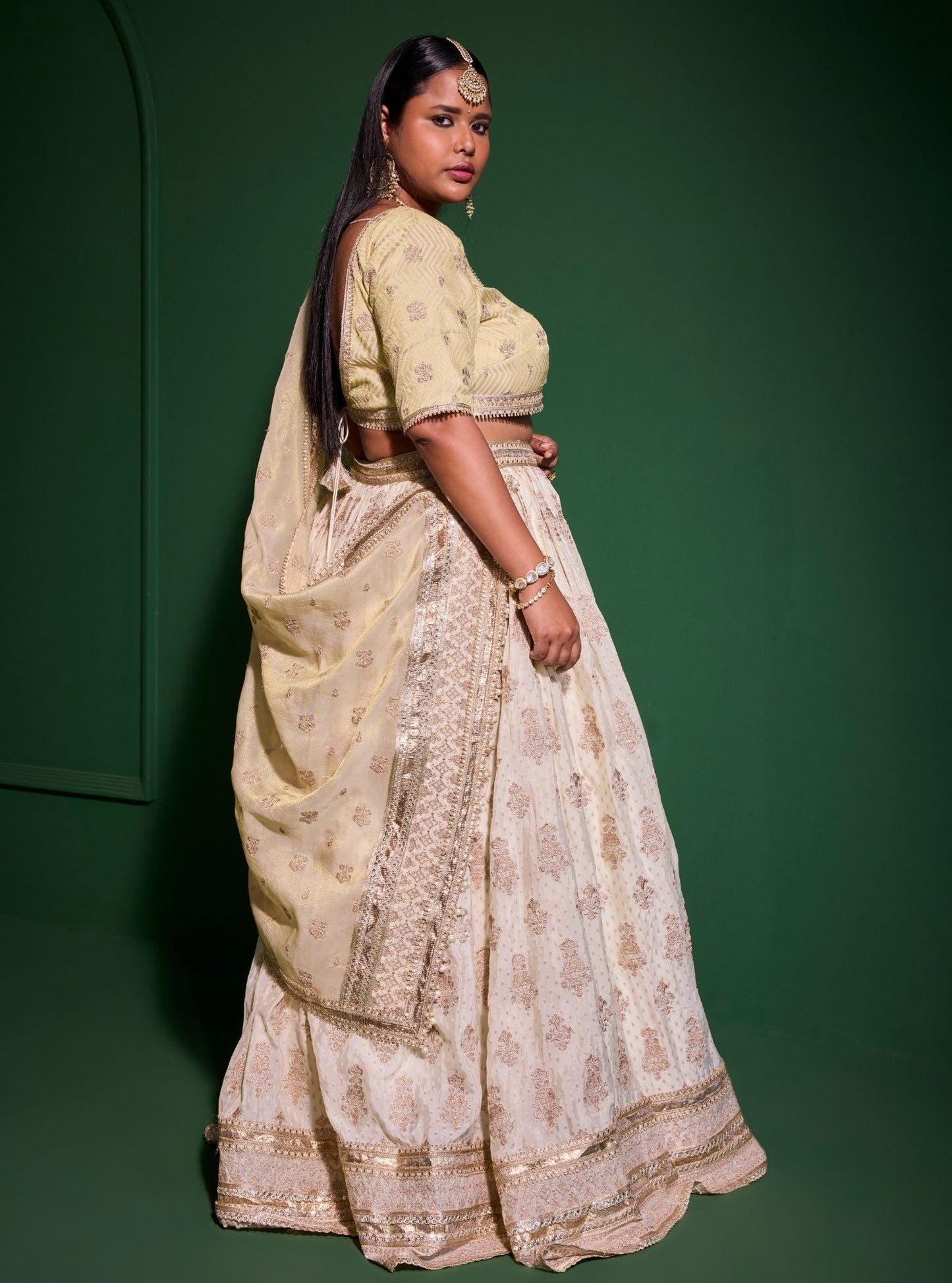 Rang Banarsi Off White Lehenga