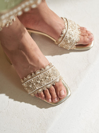 Kshipra Gold Vegan Block Heel