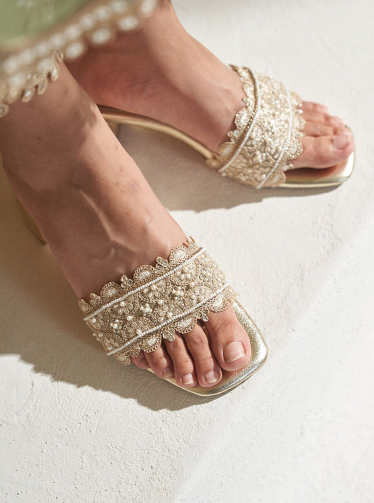 Kshipra Gold Vegan Block Heel