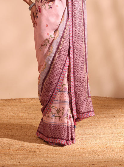 Niri Lawn Pink Saree