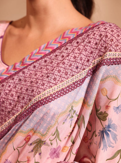 Niri Lawn Pink Saree