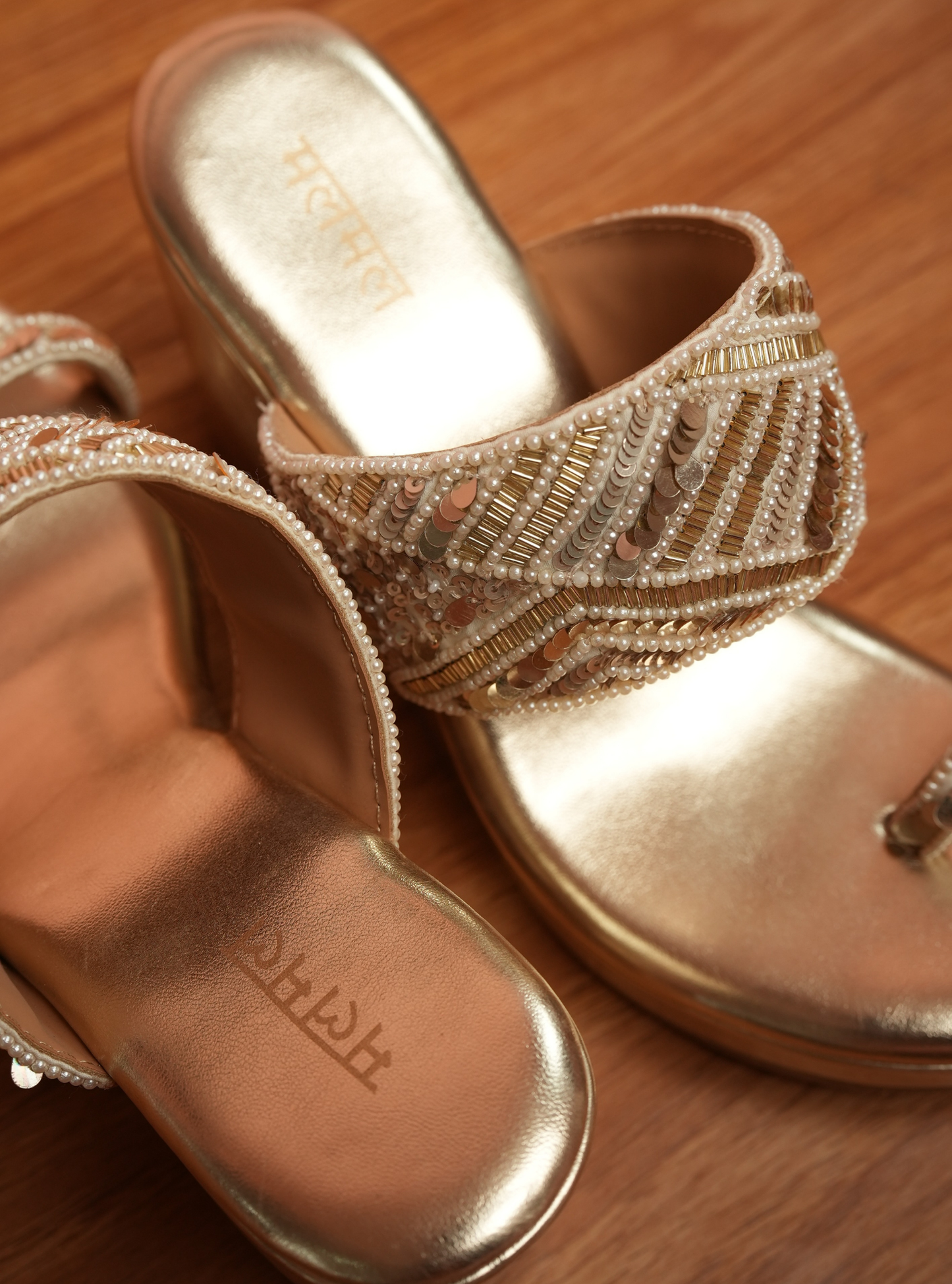 Grace Gold Kohlapuri Wedge Heel