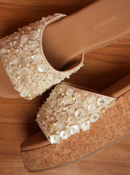 Charlotte Off White Platform Wedge Heel