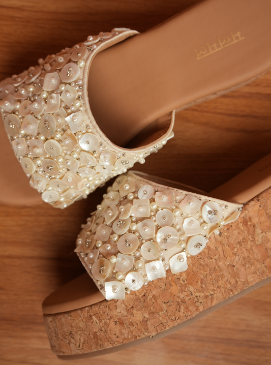 Charlotte Off White Platform Wedge Heel