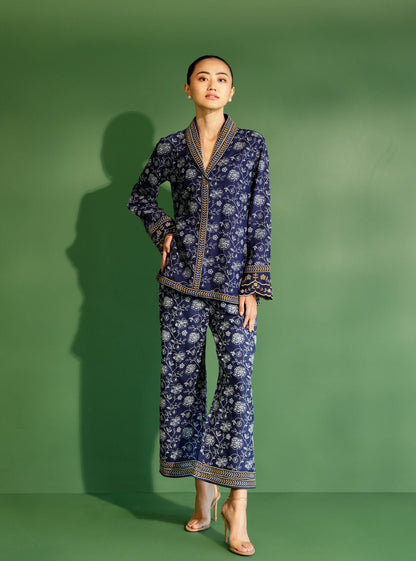 Colby Wool Navy Shirt Co-ord Set