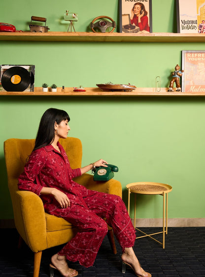 Norah Wool Wine Shirt Set